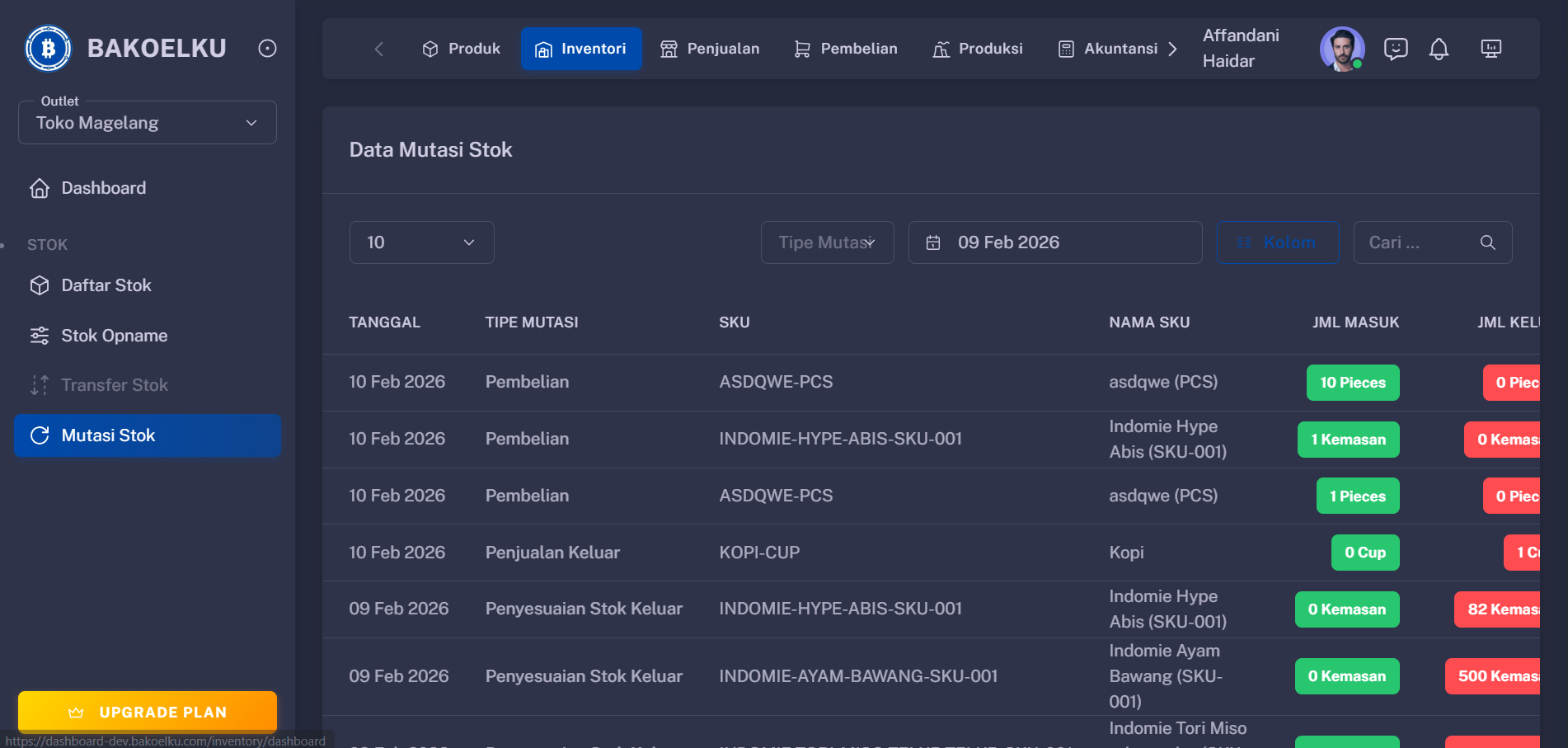 Riwayat Transaksi Interface